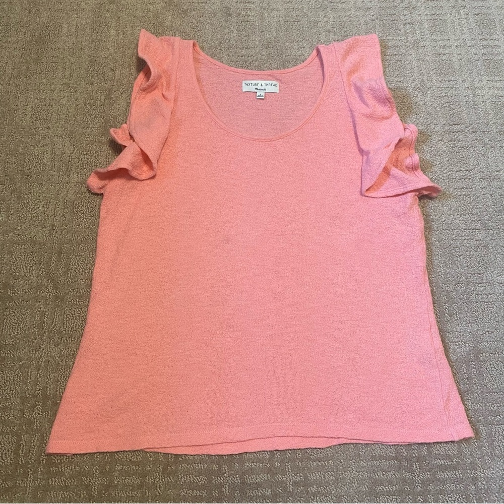 {Madewell | Texture & Thread} Ruffle-Sleeve Tank Top ~ Size Small - Picture 3 of 16